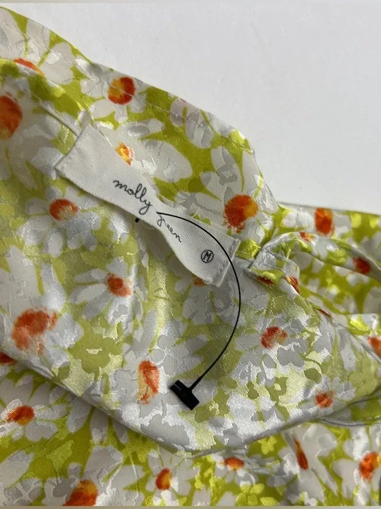 Molly Green Satin Floral Daisy Tie-Back Cami Crop Top - Picture 2 of 2